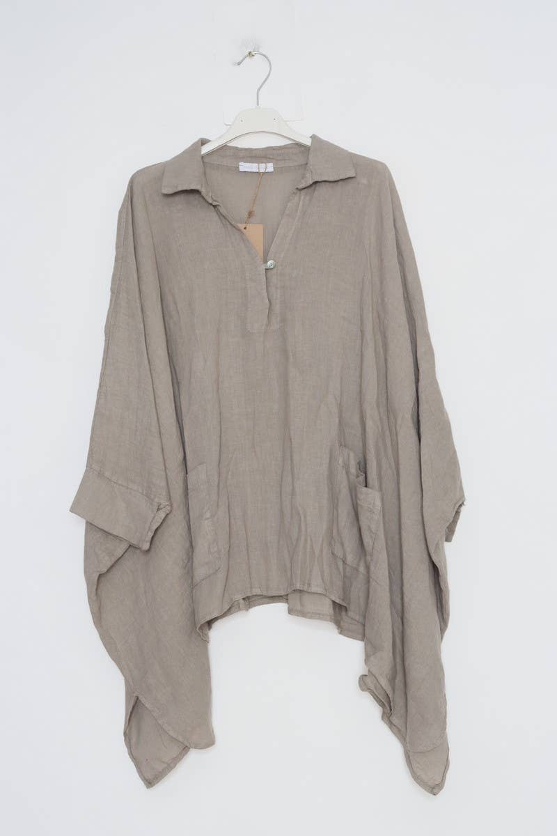 100% linen tunic REF. 11645: Taupe