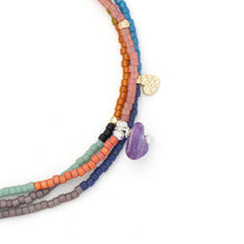 Load image into Gallery viewer, Mixed Media Wrap Bracelet/Necklace - Protection/Amethyst/Gol