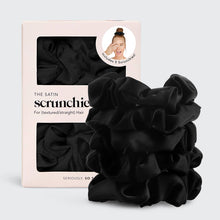 Load image into Gallery viewer, Satin Sleep Scrunchies 5pc - Black