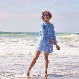 FIFER BLUE Pintuck Beach Coverup