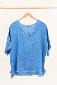 Raw Hem Linen Blouse