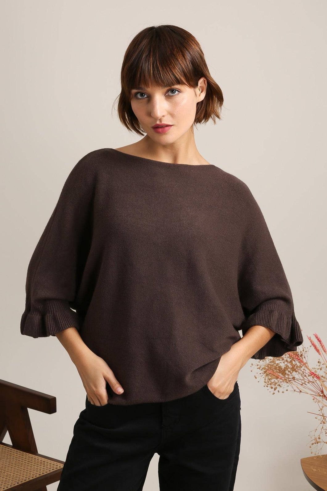 Ruffle Sleeve Sweater