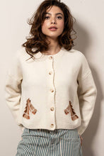 Load image into Gallery viewer, Western Horse Graphic Ribbed Trim Crew Neck Cardigan: GREY / S/M-3:M/L-3