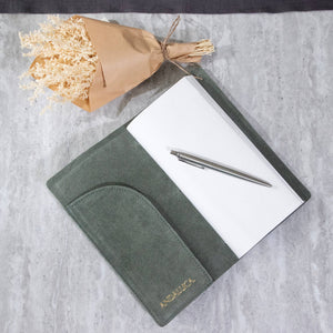 Teal Grey Suede Journal W/ Organic Cotton Paper:  Small