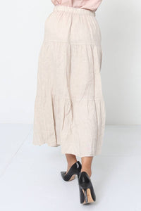 100% Linen Skirt REF. 8348: TOBACCO