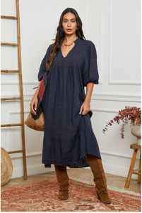 Navy Linen Dress