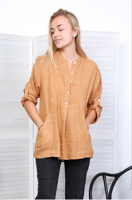 Button Up Linen Blouse