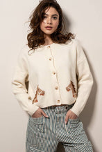 Load image into Gallery viewer, Western Horse Graphic Ribbed Trim Crew Neck Cardigan: GREY / S/M-3:M/L-3