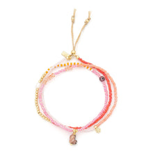 Load image into Gallery viewer, Mixed Media Wrap Bracelet/Necklace - Love/Rhodocrosite/Gold