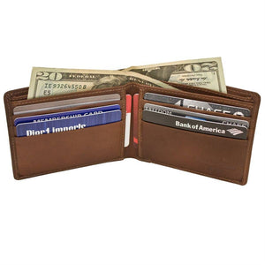 Leather Bifold Men's Wallet with Back Slit Pocket