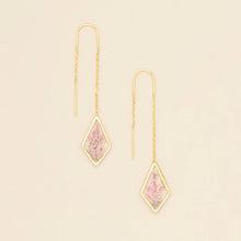 Load image into Gallery viewer, Pressed Flower Thread Earring - Pink Lace Flower/Gold