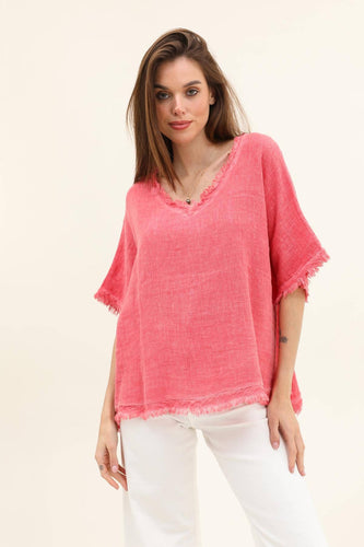 Raw Hem Linen Blouse