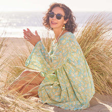 Load image into Gallery viewer, CORAL GARDEN OCEAN Dress with Bell Sleeve: L