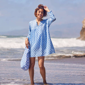 FIFER BLUE Pintuck Beach Coverup