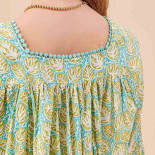Load image into Gallery viewer, CORAL GARDEN OCEAN Dress with Bell Sleeve: L