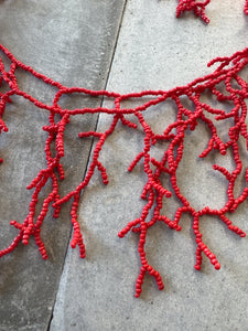 Coral Glass Seed Bead Branch Long Necklace