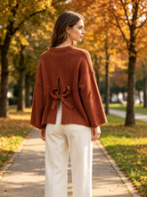 Load image into Gallery viewer, Flirty Back Tie Knit Sweater