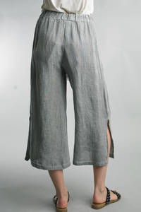 Grey Easy Crop Linen Pant