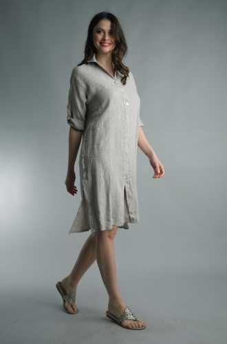 Button Down Flowy Linen Dress