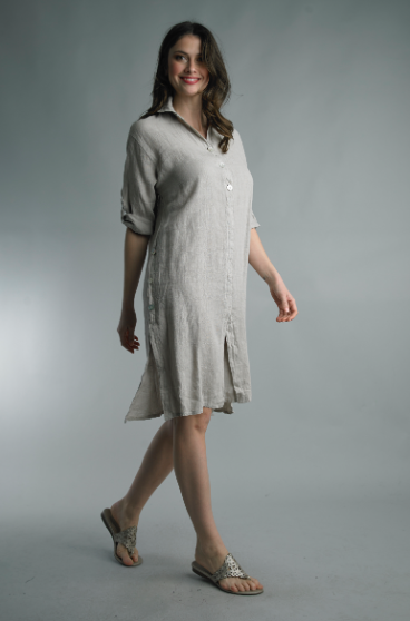 Button Down Flowy Linen Dress