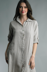 Button Down Flowy Linen Dress