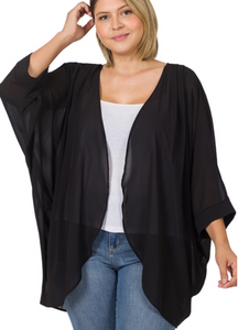 Black Chiffon Cardigan