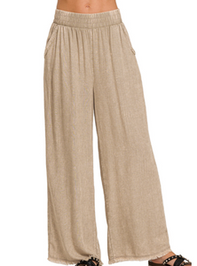 Elastic Waist Linen Pants