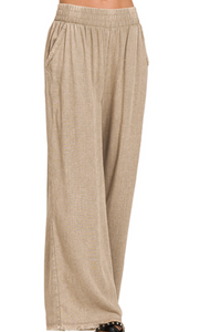 Elastic Waist Linen Pants