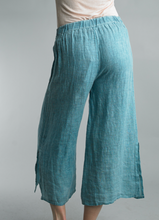 Load image into Gallery viewer, Turquoise Easy Crop Linen Pants