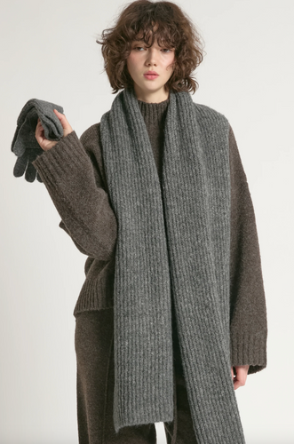 Wool Blend Rib Knit Scarf