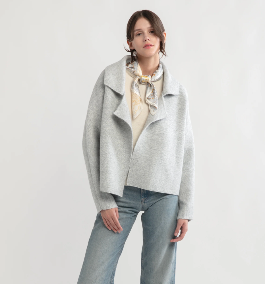 Flap Collar Crop Cardigan