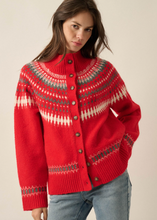 Load image into Gallery viewer, Nordic Trail Fair Isle Mock-Neck Button-Up Cardigan
