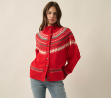Load image into Gallery viewer, Nordic Trail Fair Isle Mock-Neck Button-Up Cardigan
