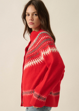 Load image into Gallery viewer, Nordic Trail Fair Isle Mock-Neck Button-Up Cardigan