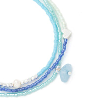 Load image into Gallery viewer, Mixed Media Wrap Bracelet/Necklace - Hope/Aquamarine/Silver