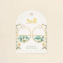 Load image into Gallery viewer, Pressed Flower Hoop Earring - Blue Baby's Breath/Gold