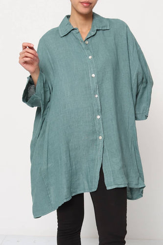 100% Linen Shirt REF. 2858: Duck Green