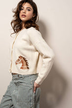 Load image into Gallery viewer, Western Horse Graphic Ribbed Trim Crew Neck Cardigan: GREY / S/M-3:M/L-3