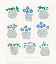 Load image into Gallery viewer, Flower Pots on White Swedish Dishcloth