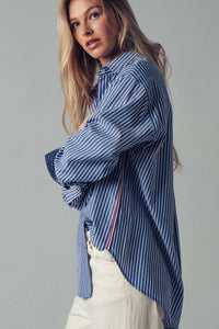 Striped Twill Button Down