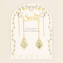 Load image into Gallery viewer, Pressed Flower Thread Earring - White Lace Flower/Gold