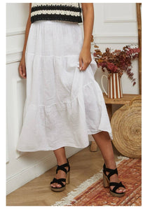 100% Linen Skirt REF. 8348: TOBACCO
