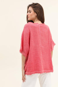 Raw Hem Linen Blouse