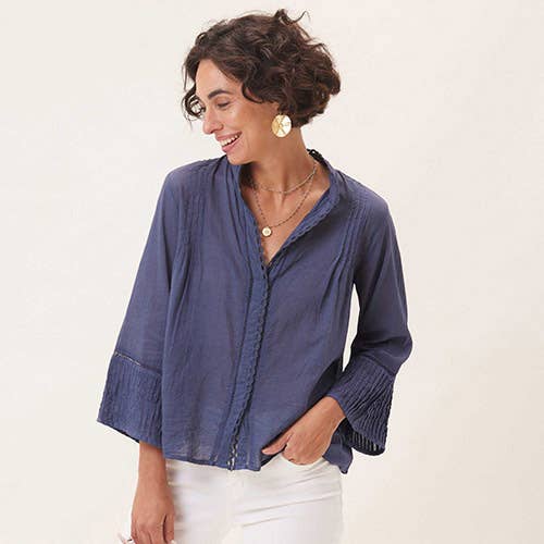EASY Blouse, Navy Cotton
