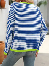 Load image into Gallery viewer, Cozy Striped Coastal Lime Stripe Sweater
