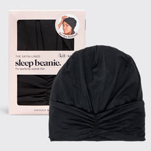 Load image into Gallery viewer, Black Sleep Beanie with Satin Lining