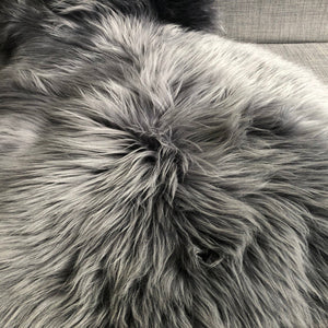 Swedish Sheepskin Rug Sheep Skin Throw - Slate Grey: L