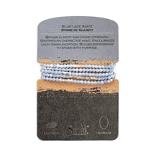 Load image into Gallery viewer, Stone Wrap Bracelet/Necklace - Blue Lace Agate/Silver