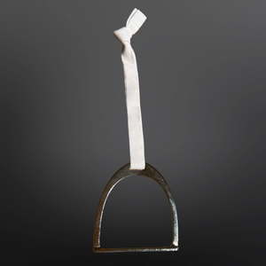 Equestrian Stirrup Iron Christmas Ornament : Gold/Red Ribbon