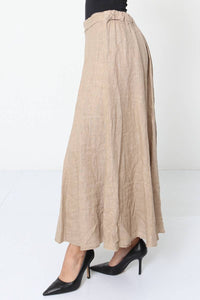 100% Linen Skirt REF.8304: Charcoal Grey